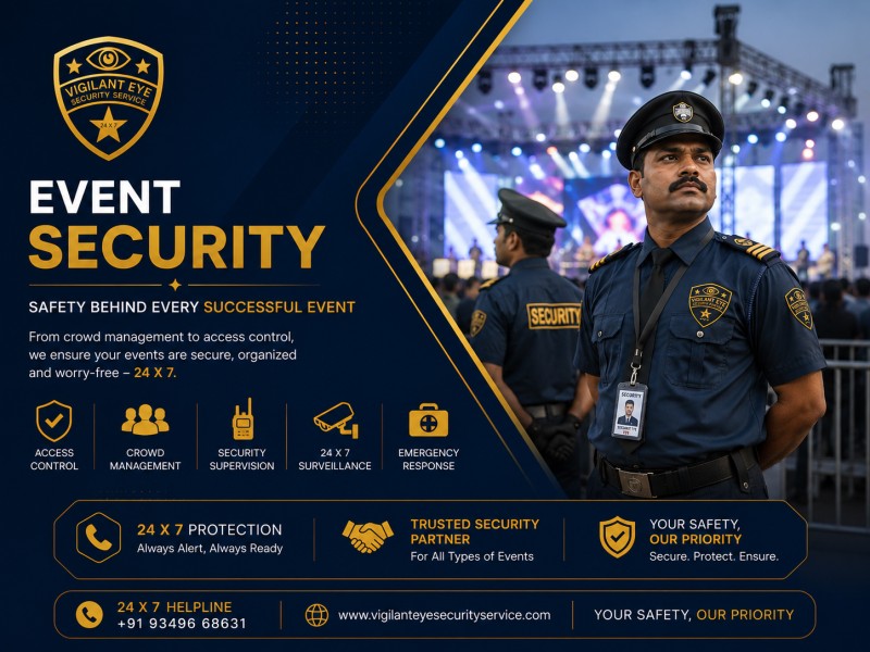Security personnel managing crowd at an event venue