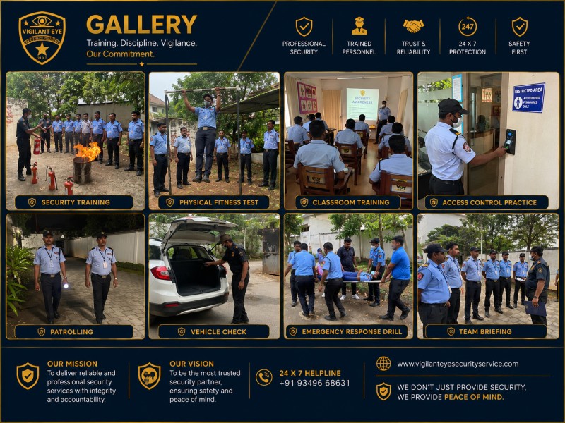 Security team briefing before shift change