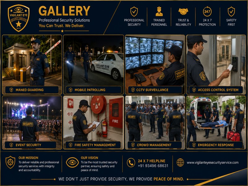 Guard checking visitor identification at reception