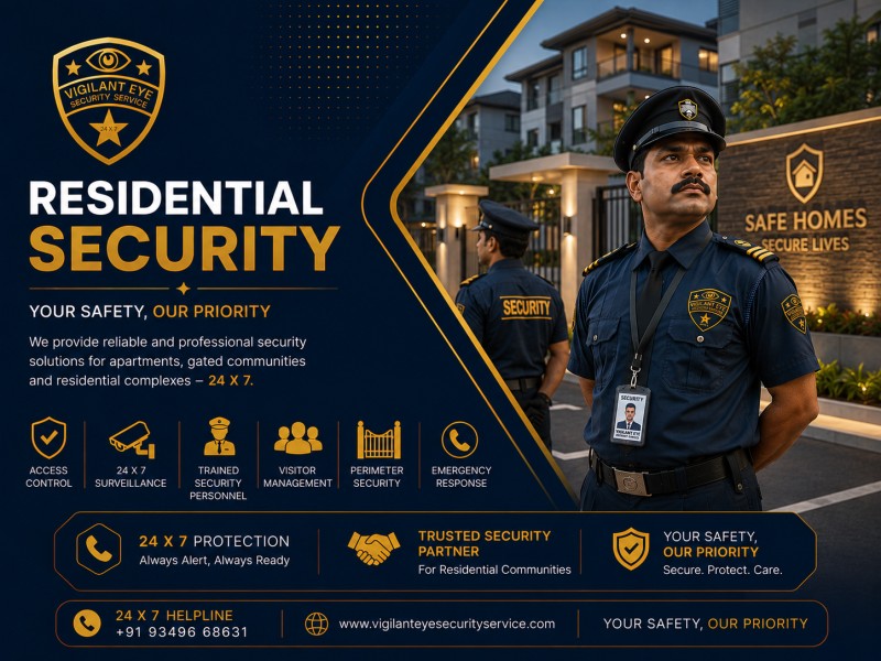 Security guard at the gate of a residential apartment complex