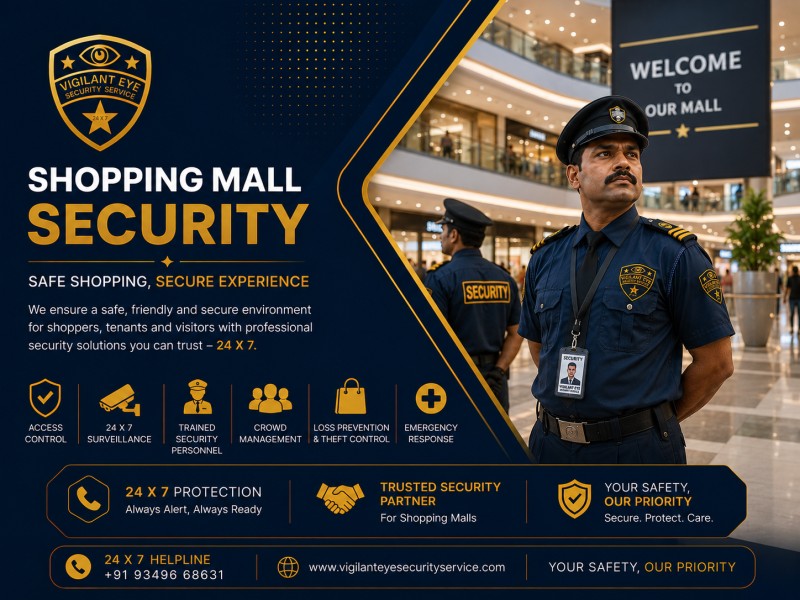 Security guard at a shopping complex entrance